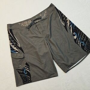 Crazy Shirts Hawaii Mens 40 Swim Trunks Board Shorts Tribal Print Summer Beach